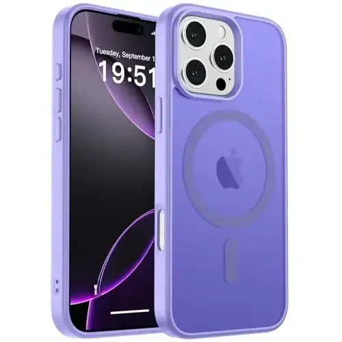 zapica Magnetic for iPhone 16 Pro Case, [Compatible with MagSafe] [Military Grade Drop Protection] Translucent Matte Shockproof Anti-Scratch Phone Case, Light Purple - ZAPICA (1)