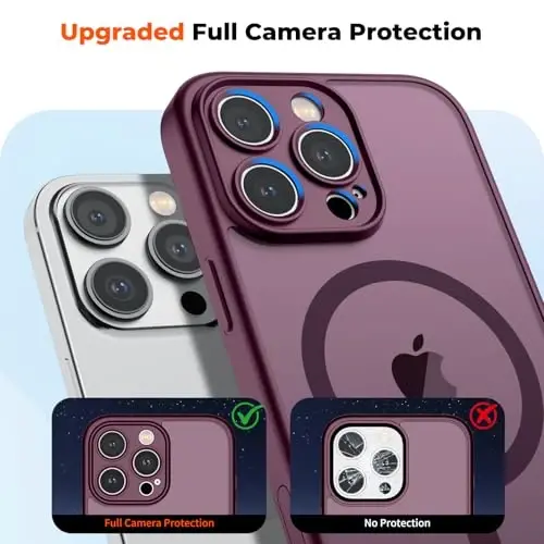 zapica Magnetic for iPhone 16 Pro Case, Upgraded [Camera Control Button] [Full Camera Protection] [with 1 Screen Protector] Translucent Matte Shockproof Protective Phone Cover, Burgundy - 5