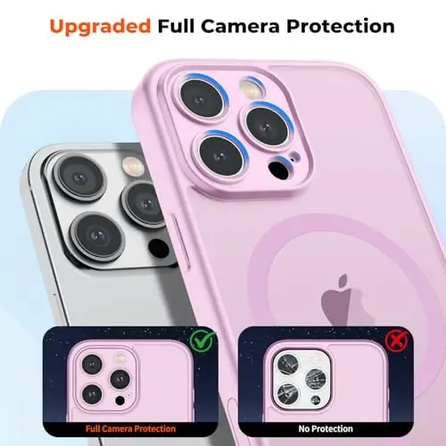 zapica Magnetic for iPhone 16 Pro Case, Upgraded [Camera Control Button] [Full Camera Protection] [with 1 Screen Protector] Translucent Matte Shockproof Protective Phone Cover, Purple Pink - 5