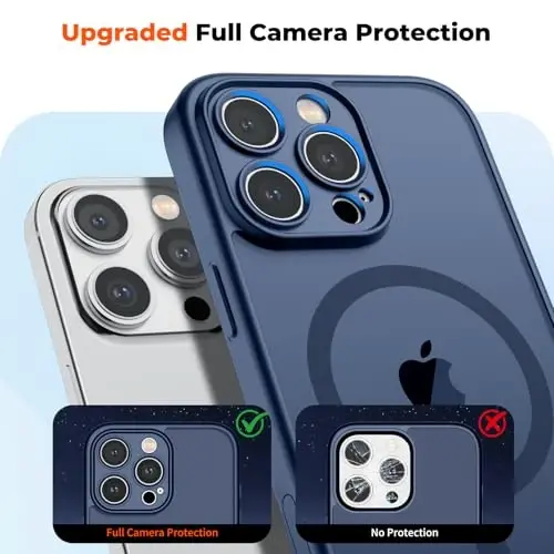 zapica Magnetic for iPhone 16 Pro Case, Upgraded [Camera Control Button] [Full Camera Protection] [with 1 Screen Protector] Translucent Matte Shockproof Protective Phone Cover, Sapphire Blue - 5