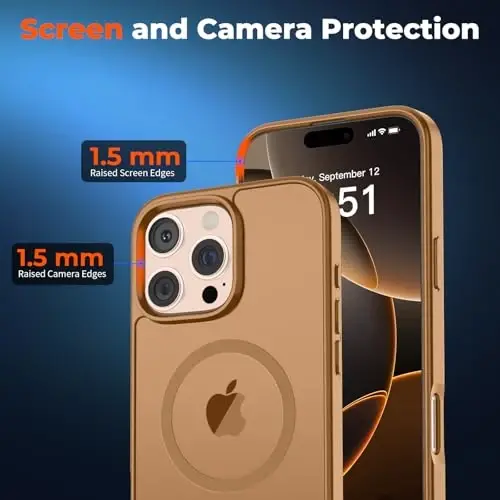 zapica Magnetic for iPhone 16 Pro Max Case, [Compatible with MagSafe] [Military Grade Drop Protection] Translucent Matte Shockproof Anti-Scratch Phone Case, Brown - 5