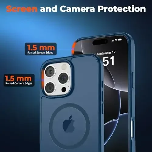 zapica Magnetic for iPhone 16 Pro Max Case, [Compatible with MagSafe] [Military Grade Drop Protection] Translucent Matte Shockproof Anti-Scratch Phone Case, Dark Blue - 5