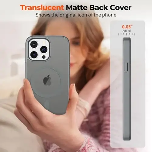 zapica Magnetic for iPhone 16 Pro Max Case, [Compatible with MagSafe] [Military Grade Drop Protection] Translucent Matte Shockproof Anti-Scratch Phone Case, Dark Gray - 7