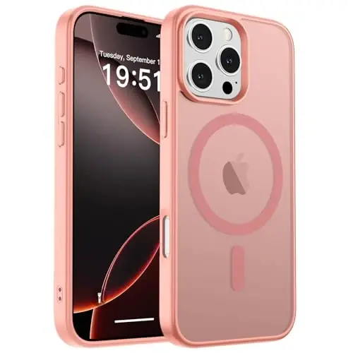 zapica Magnetic for iPhone 16 Pro Max Case, [Compatible with MagSafe] [Military Grade Drop Protection] Translucent Matte Shockproof Anti-Scratch Phone Case, Light Pink - 2
