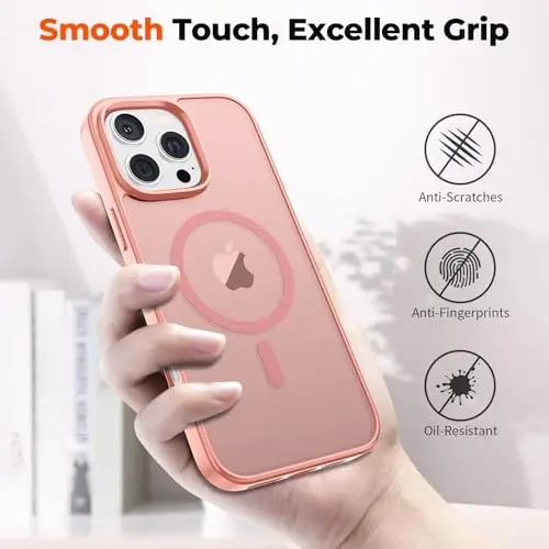 zapica Magnetic for iPhone 16 Pro Max Case, [Compatible with MagSafe] [Military Grade Drop Protection] Translucent Matte Shockproof Anti-Scratch Phone Case, Light Pink - 6