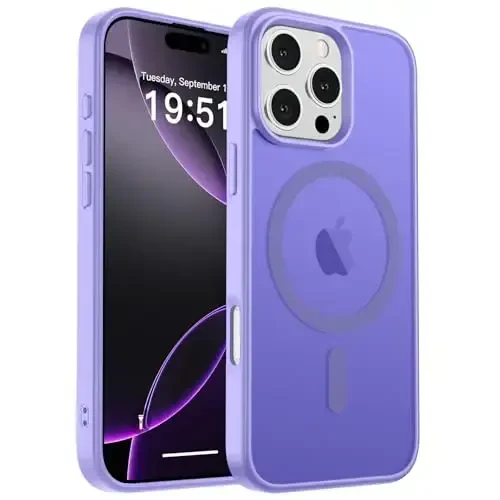 zapica Magnetic for iPhone 16 Pro Max Case, [Compatible with MagSafe] [Military Grade Drop Protection] Translucent Matte Shockproof Anti-Scratch Phone Case, Light Purple - 2