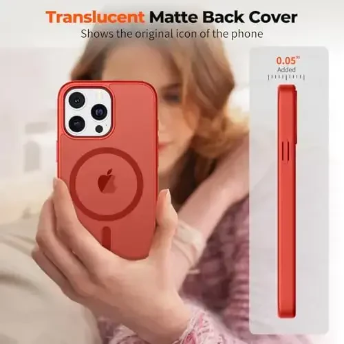 zapica Magnetic for iPhone 16 Pro Max Case, [Compatible with MagSafe] [Military Grade Drop Protection] Translucent Matte Shockproof Anti-Scratch Phone Case, Red - 7
