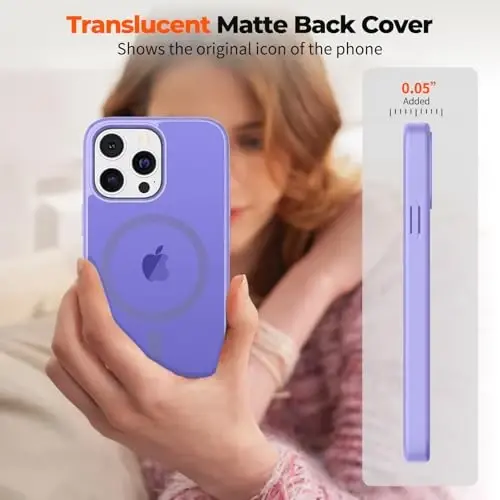 zapica Magnetic for iPhone 16 Pro Max Case, [MagSafe bilan mos] [Harbiy darajadagi tushishdan himoya] Yarim o'tkazgichli mato zarbalarga chidamli tirnalishga qarshi telefon qutisi, och binafsha - 7