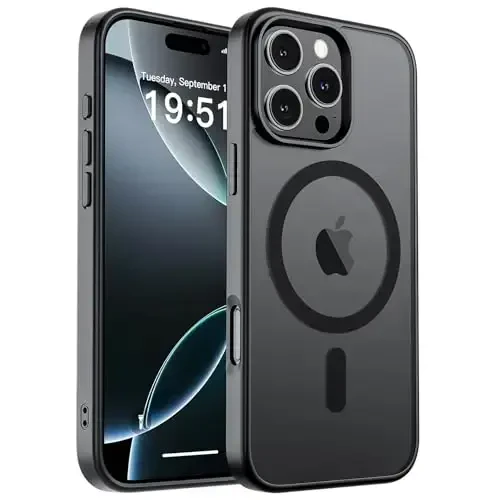 zapica Magnetic for iPhone 16 Pro Max Case, [MagSafe bilan mos] [Harbiy darajadagi tushishdan himoya] Yarim shaffof mat zarbaga chidamli tirnalishga qarshi telefon qutisi, qora - 2