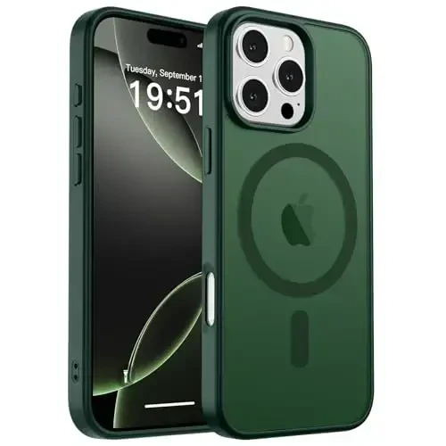 zapica Magnetic for iPhone 16 Pro Max Case, [MagSafe bilan mos] [Harbiy darajadagi tushishdan himoya] Yarim shaffof mat zarbga chidamli tirnalishga qarshi telefon qutisi, oʻrmon yashili - 2