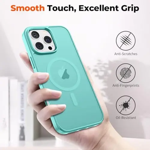 zapica Magnetic for iPhone 16 Pro Max Case, [MagSafe bilan mos] [Harbiy darajadagi tushishdan himoya] Yarim shaffof matli zarbga chidamli tirnalishga qarshi telefon qutisi, Moviy yashil - 6