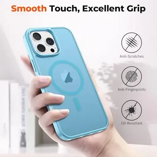 zapica Magnetic for iPhone 16 Pro Max Case, [MagSafe bilan mos] [Harbiy darajadagi tushishdan himoya] Yarim shaffof mato zarbga chidamli tirnalishga qarshi telefon qutisi, Ochiq Moviy - 6