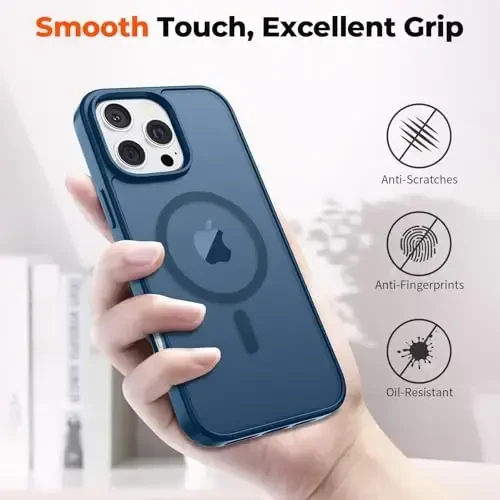 zapica Magnetic for iPhone 16 Pro Max Case, [MagSafe bilan mos] [Harbiy darajadagi tushishdan himoya] Yarim shaffof mato zarbga chidamli tirnalishga qarshi telefon qutisi, to'q ko'k - 6