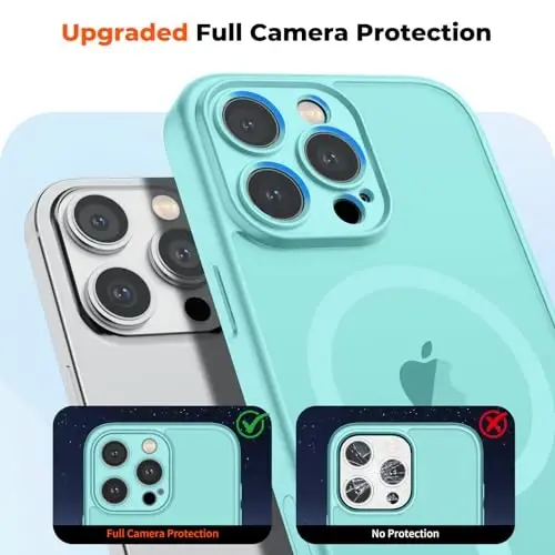 zapica Magnetic for iPhone 16 Pro Max Case, Upgraded [Camera Control Button] [Full Camera Protection] [with 1 Screen Protector] Translucent Matte Shockproof Protective Phone Cover, Aqua Green - 5