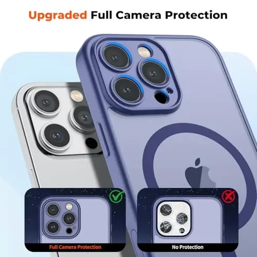 zapica Magnetic for iPhone 16 Pro Max Case, Upgraded [Camera Control Button] [Full Camera Protection] [with 1 Screen Protector] Translucent Matte Shockproof Protective Phone Cover, Blue Gray - 5