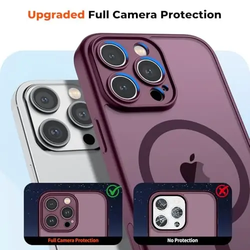 zapica Magnetic for iPhone 16 Pro Max Case, Upgraded [Camera Control Button] [Full Camera Protection] [with 1 Screen Protector] Translucent Matte Shockproof Protective Phone Cover, Burgundy - 5
