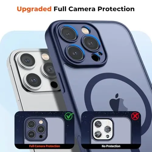 zapica Magnetic for iPhone 16 Pro Max Case, Upgraded [Camera Control Button] [Full Camera Protection] [with 1 Screen Protector] Translucent Matte Shockproof Protective Phone Cover, Deep Blue - 5
