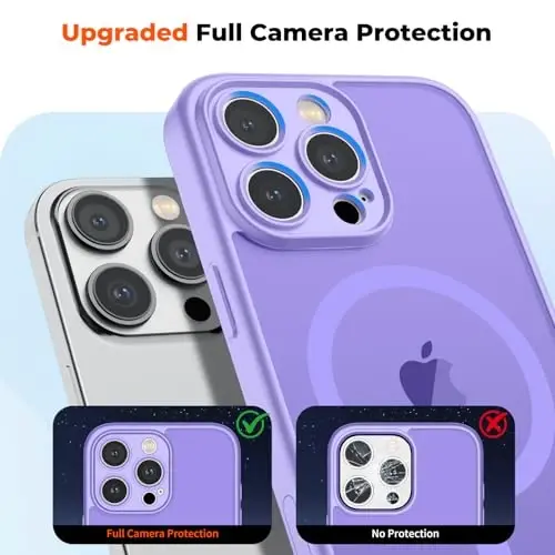 zapica Magnetic for iPhone 16 Pro Max Case, Upgraded [Camera Control Button] [Full Camera Protection] [with 1 Screen Protector] Translucent Matte Shockproof Protective Phone Cover, Purple - 5