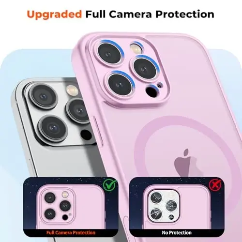zapica Magnetic for iPhone 16 Pro Max Case, Upgraded [Camera Control Button] [Full Camera Protection] [with 1 Screen Protector] Translucent Matte Shockproof Protective Phone Cover, Purple Pink - 5