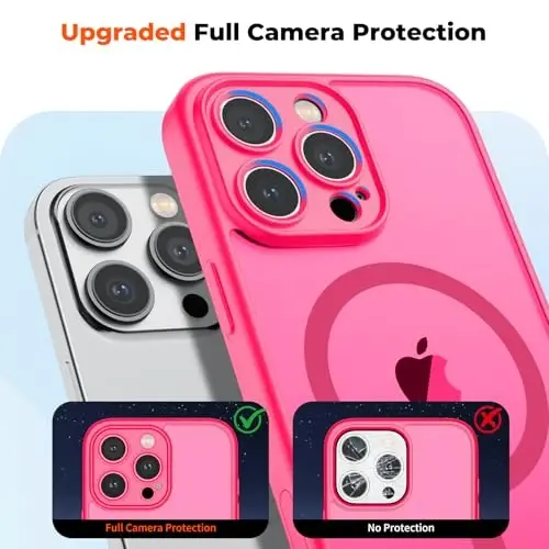 zapica Magnetic for iPhone 16 Pro Max Case, Upgraded [Camera Control Button] [Full Camera Protection] [with 1 Screen Protector] Translucent Matte Shockproof Protective Phone Cover, Rose Pink - 5