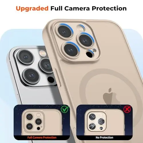 zapica Magnetic for iPhone 16 Pro Max Case, Upgraded [Camera Control Button] [Full Camera Protection] [with 1 Screen Protector] Translucent Matte Shockproof Protective Phone Cover, Sand Gold - 5