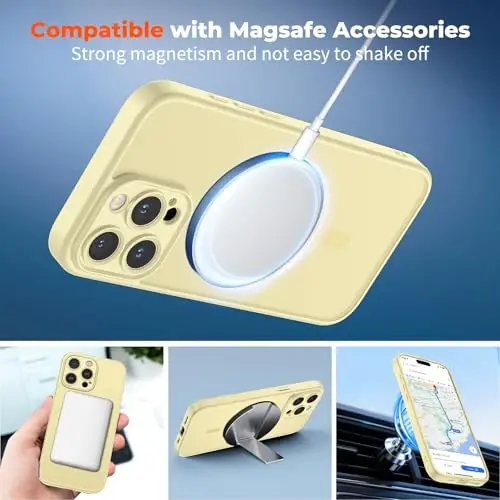 zapica Magnetic for iPhone 16 Pro Max Case, Upgraded [Camera Control Button] [Full Camera Protection] [with 1 Screen Protector] Translucent Matte Shockproof Protective Phone Cover, Yellow - 3