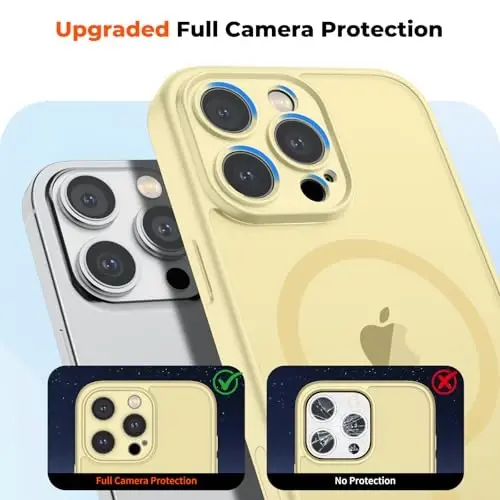 zapica Magnetic for iPhone 16 Pro Max Case, Upgraded [Camera Control Button] [Full Camera Protection] [with 1 Screen Protector] Translucent Matte Shockproof Protective Phone Cover, Yellow - 5