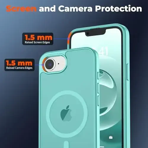 zapica Magnetic for iPhone 16e Case, [Compatible with MagSafe] [Military Grade Drop Protection] Translucent Matte Shockproof Anti-Scratch Phone Case, Blue Green - 6