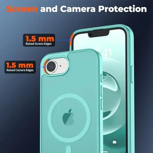 zapica Magnetic for iPhone 16e Case, [Compatible with MagSafe] [Military Grade Drop Protection] Translucent Matte Shockproof Anti-Scratch Phone Case, Blue Green - 4