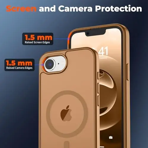 zapica Magnetic for iPhone 16e Case, [Compatible with MagSafe] [Military Grade Drop Protection] Translucent Matte Shockproof Anti-Scratch Phone Case, Brown - 4