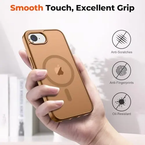 zapica Magnetic for iPhone 16e Case, [Compatible with MagSafe] [Military Grade Drop Protection] Translucent Matte Shockproof Anti-Scratch Phone Case, Brown - 5