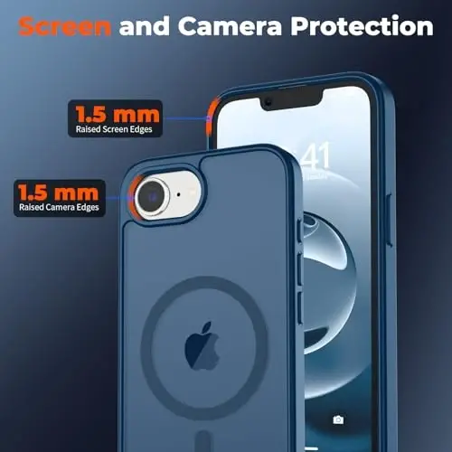 zapica Magnetic for iPhone 16e Case, [Compatible with MagSafe] [Military Grade Drop Protection] Translucent Matte Shockproof Anti-Scratch Phone Case, Dark Blue - 4