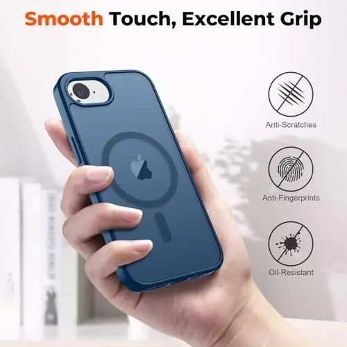 zapica Magnetic for iPhone 16e Case, [Compatible with MagSafe] [Military Grade Drop Protection] Translucent Matte Shockproof Anti-Scratch Phone Case, Dark Blue - 5
