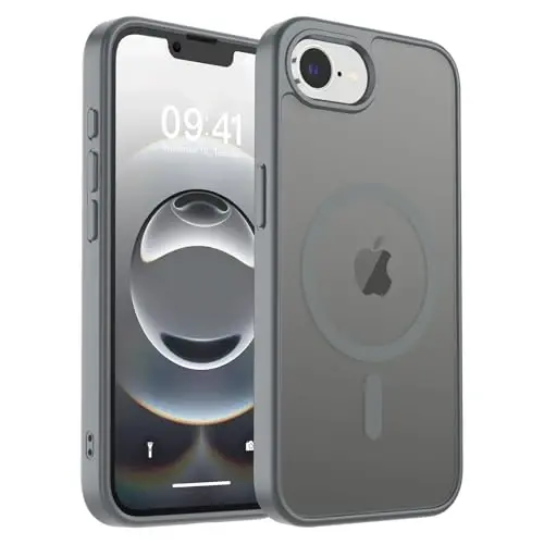 zapica Magnetic for iPhone 16e Case, [Compatible with MagSafe] [Military Grade Drop Protection] Translucent Matte Shockproof Anti-Scratch Phone Case, Dark Gray - 1