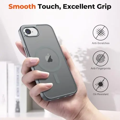 zapica Magnetic for iPhone 16e Case, [Compatible with MagSafe] [Military Grade Drop Protection] Translucent Matte Shockproof Anti-Scratch Phone Case, Dark Gray - 5