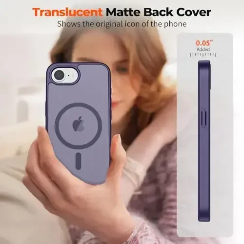 zapica Magnetic for iPhone 16e Case, [Compatible with MagSafe] [Military Grade Drop Protection] Translucent Matte Shockproof Anti-Scratch Phone Case, Dark Purple - 3