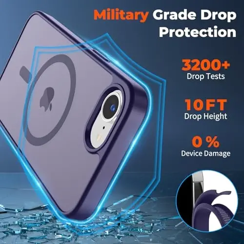 zapica Magnetic for iPhone 16e Case, [Compatible with MagSafe] [Military Grade Drop Protection] Translucent Matte Shockproof Anti-Scratch Phone Case, Dark Purple - 3
