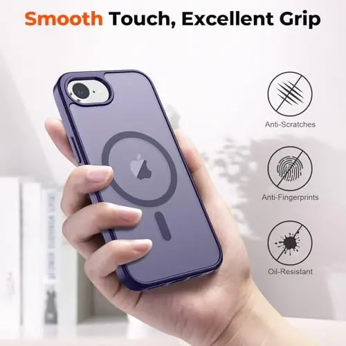 zapica Magnetic for iPhone 16e Case, [Compatible with MagSafe] [Military Grade Drop Protection] Translucent Matte Shockproof Anti-Scratch Phone Case, Dark Purple - 5