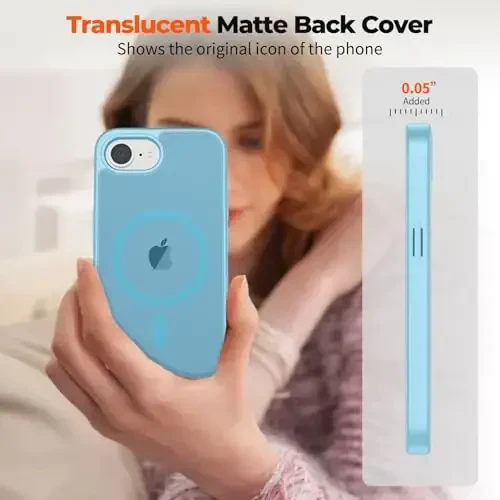 zapica Magnetic for iPhone 16e Case, [Compatible with MagSafe] [Military Grade Drop Protection] Translucent Matte Shockproof Anti-Scratch Phone Case, Light Blue - 3