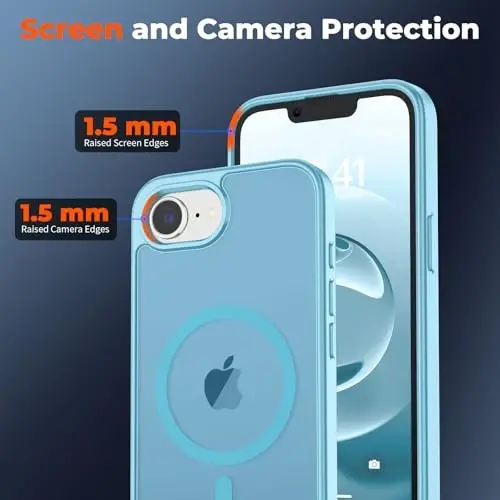 zapica Magnetic for iPhone 16e Case, [Compatible with MagSafe] [Military Grade Drop Protection] Translucent Matte Shockproof Anti-Scratch Phone Case, Light Blue - 4