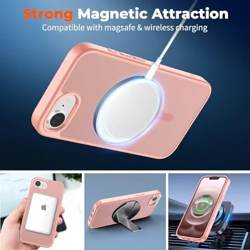 zapica Magnetic for iPhone 16e Case, [Compatible with MagSafe] [Military Grade Drop Protection] Translucent Matte Shockproof Anti-Scratch Phone Case, Light Pink - ZAPICA (1)