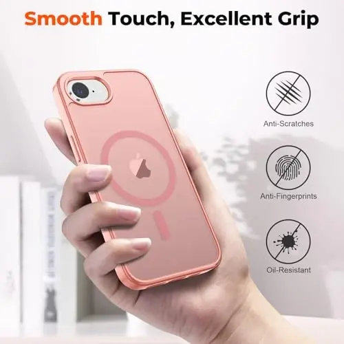 zapica Magnetic for iPhone 16e Case, [Compatible with MagSafe] [Military Grade Drop Protection] Translucent Matte Shockproof Anti-Scratch Phone Case, Light Pink - 5