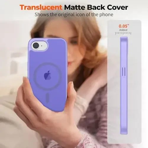zapica Magnetic for iPhone 16e Case, [Compatible with MagSafe] [Military Grade Drop Protection] Translucent Matte Shockproof Anti-Scratch Phone Case, Light Purple - 3