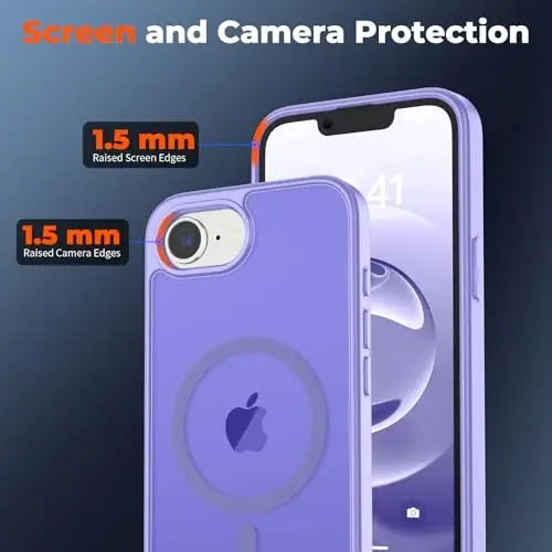 zapica Magnetic for iPhone 16e Case, [Compatible with MagSafe] [Military Grade Drop Protection] Translucent Matte Shockproof Anti-Scratch Phone Case, Light Purple - 4
