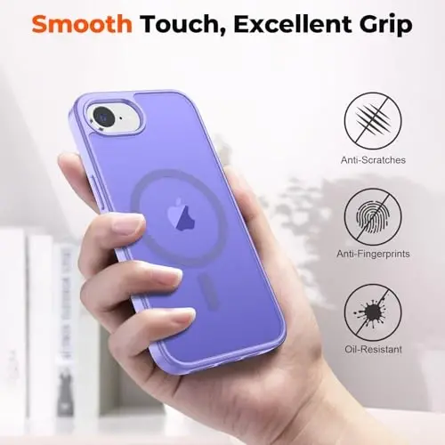 zapica Magnetic for iPhone 16e Case, [MagSafe bilan mos] [Harbiy darajadagi tushishdan himoya] Yarim shaffof mat zarbaga chidamli tirnalishga qarshi telefon g'ilofi, och binafsha - 5