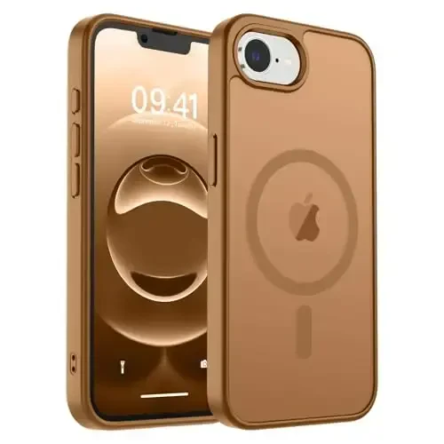 zapica Magnetic for iPhone 16e Case, [MagSafe bilan mos] [Harbiy darajadagi tushishdan himoya] Yarim shaffof mat zarbaga chidamli tirnalishga qarshi telefon qutisi, jigarrang - 1