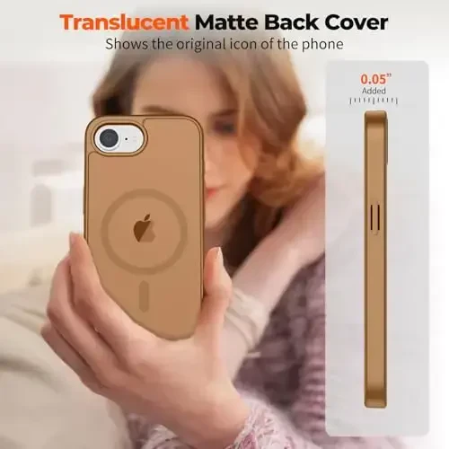 zapica Magnetic for iPhone 16e Case, [MagSafe bilan mos] [Harbiy darajadagi tushishdan himoya] Yarim shaffof mat zarbaga chidamli tirnalishga qarshi telefon qutisi, jigarrang - 3