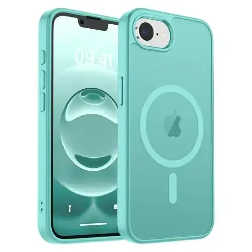 zapica Magnetic for iPhone 16e Case, [MagSafe bilan mos] [Harbiy darajadagi tushishdan himoya] Yarim shaffof mato zarbga qarshi tirnalishga qarshi telefon qutisi, ko'k yashil 