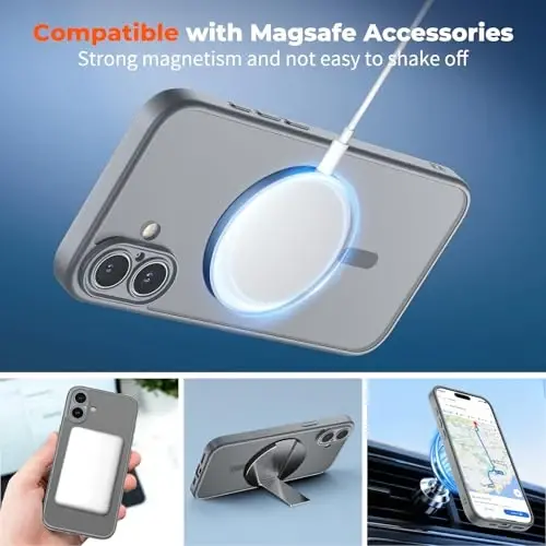 zapica Magnetic for iPhone 17 Case, Upgraded [Camera Control Button] [Full Camera Protection] [with 1 Screen Protector] Translucent Matte Shockproof Protective Phone Cover, Gray - 3
