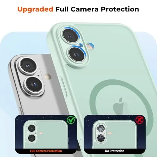 zapica Magnetic for iPhone 17 Case, Upgraded [Camera Control Button] [Full Camera Protection] [with 1 Screen Protector] Translucent Matte Shockproof Protective Phone Cover, Light Green - 5